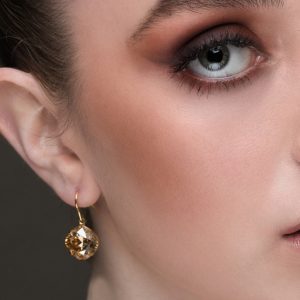 Remi Gold Crystal Earrings Diamond Shape, 2cm Long Gold Metal