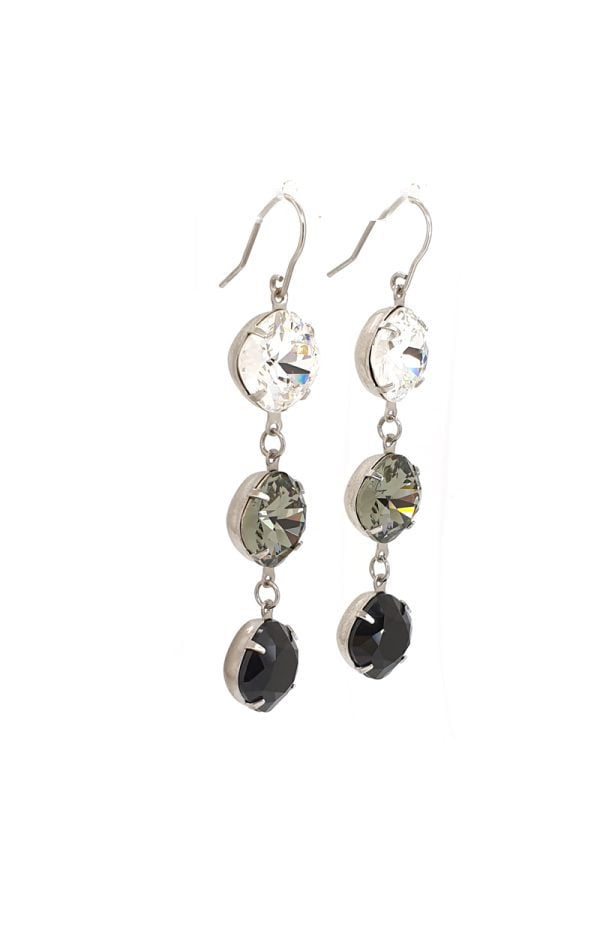 Fabulous 5cm long Clear Grey & Black drop earrings, gorgeous for any occasion