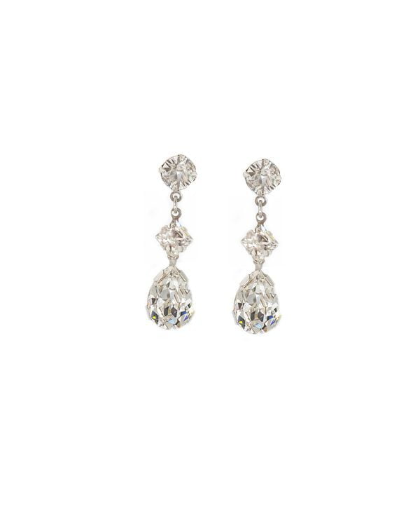 lovely long teardrop chandelier earrings in gorgeous sparkling crystal, Made in Brisbane, Australia