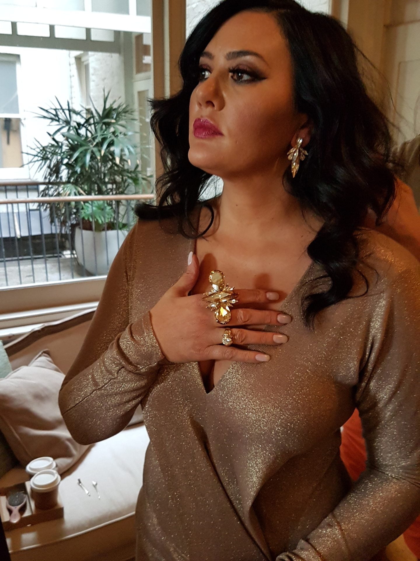 Lydia Schivaello, Real Housewives of Melbourne, photoshoot wearing Redki Couture Jewellery