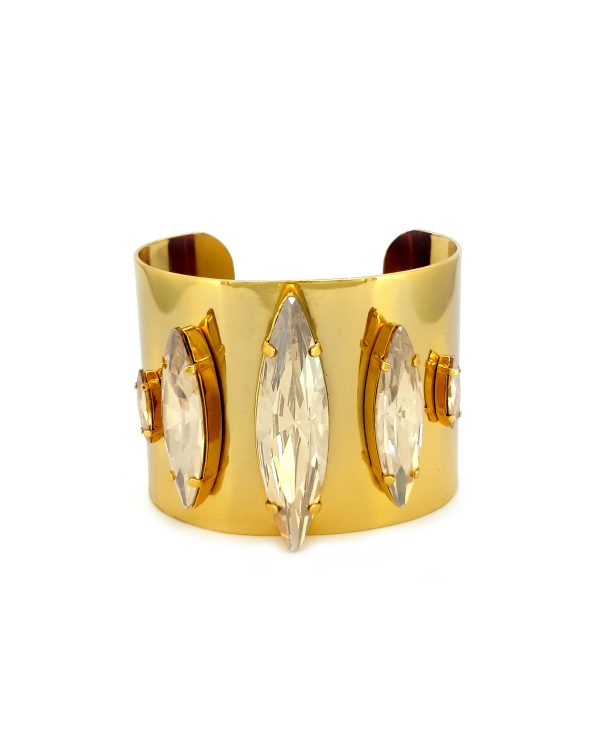 Parisian Nights Gold Metal Cuff Bracelet Grande, Handmade by Redki Couture Jewellery