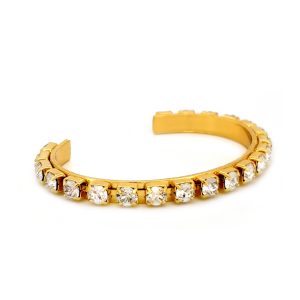 Sweet Whispers Crystal Cuff Bracelet, Gold Metal Channel Set