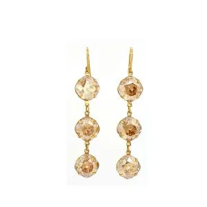 Remi Gold Crystal Earrings Diamond Shape, 6cm Long Gold