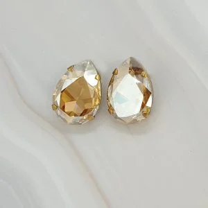 Manhattan Nights Gold 30mm Teardrop Crystal Stud Earrings, Handmade in Australia