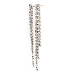 Sway My Way Clear Crystal 3 Strand Bridal Earrings, 13cm Long, Rhodium Metal