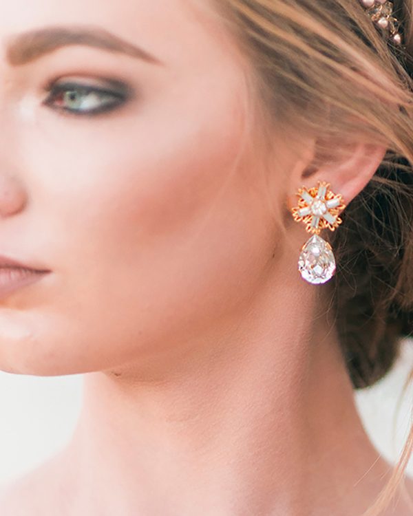 Gorgeous gold teardrop art deco earrings, perfect bridal earrings