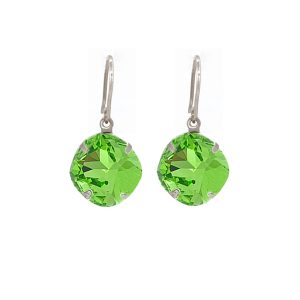 Remi Light Green Crystal Earrings Diamond Shape, 2cm Long Rhodium or Gold