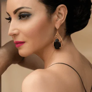 Cleo Black Crystal Teardrop 5cm Earrings, Handmade in Australia