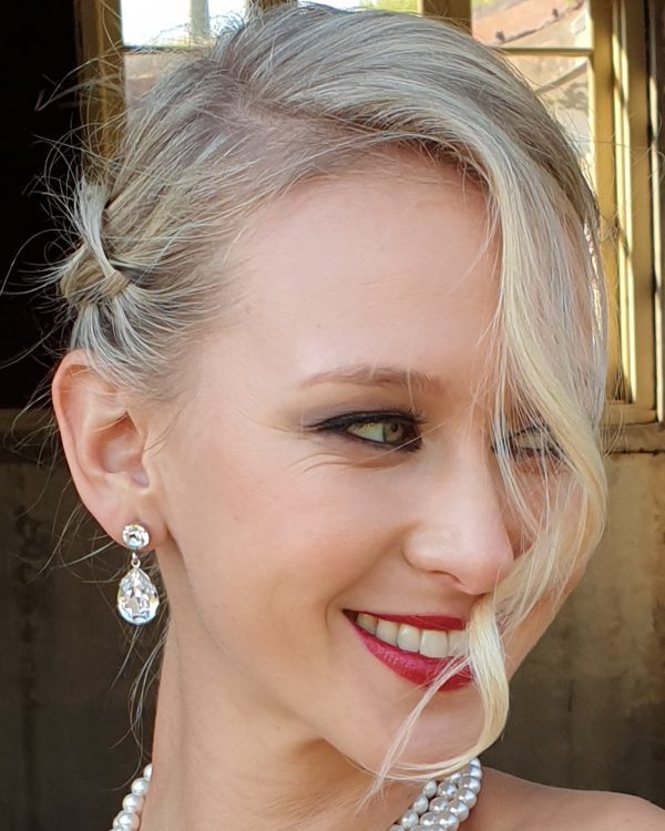 Stealing Kisses Clear Crystal Teardrop Bridal Earrings, handmade by Redki Couture Jewellery