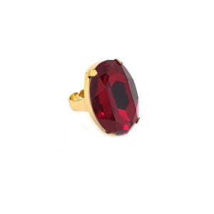 Lets Dance Red Oval Ring Gold