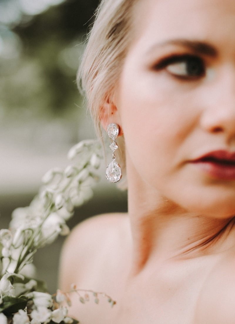 Bridal Crystal teardrop Earrings, Redki Couture Jewellery, Made in Brisbane, Australia