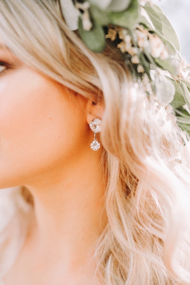 bridal earrings small crystal