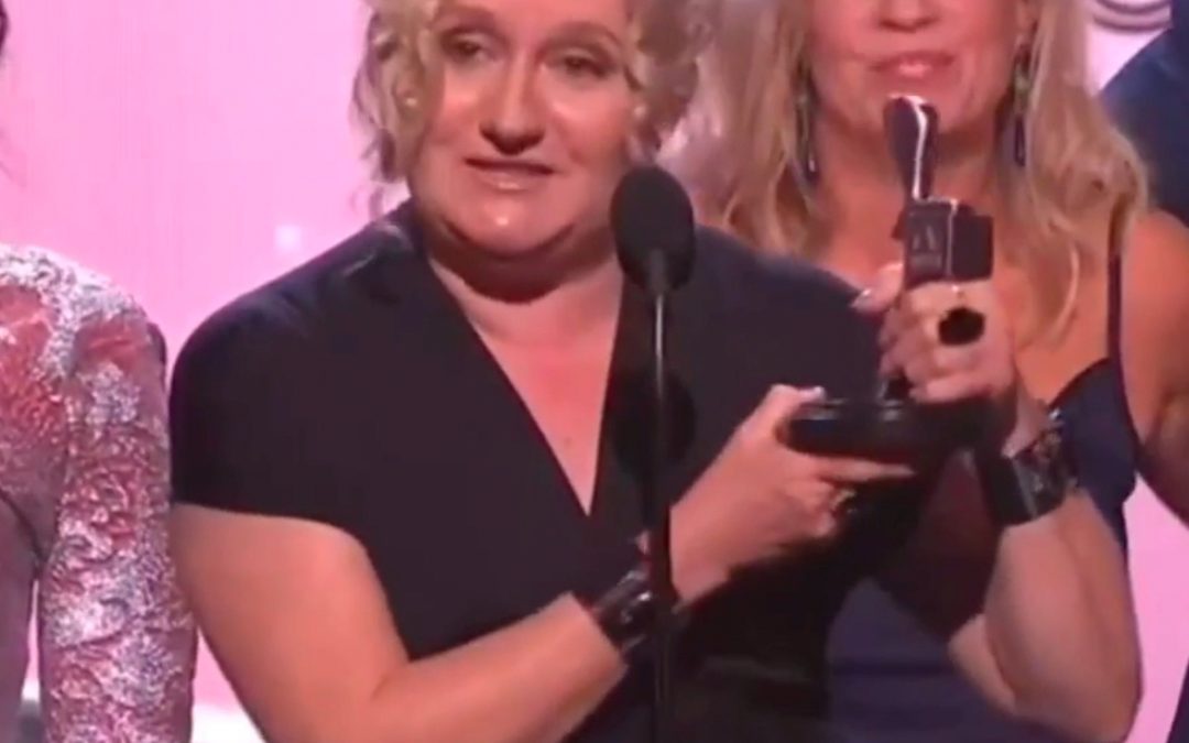 Celia Ireland of Wentworth, at the Logies, wearing Redki Couture Jewellery, Australia