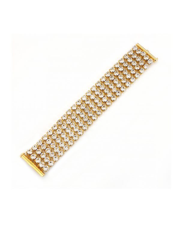 Sway My Way Crystal Bracelet Grande, 3cm gold bracelet, clear crystals, made in australia