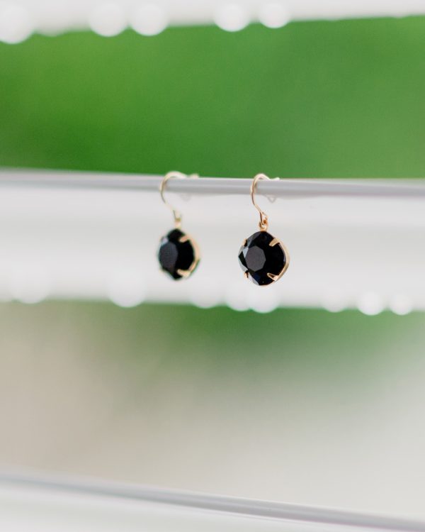 Remi Drop Crystal Black Earrings Petite, handmade by Redki Couture Jewellery