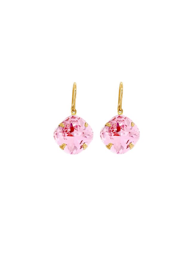 Remi Drop Crystal Pink Earrings Petite, Redki Couture Jewellery