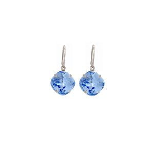 Remi Light Blue Crystal Earrings Diamond Shape, 2cm Long Rhodium or Gold