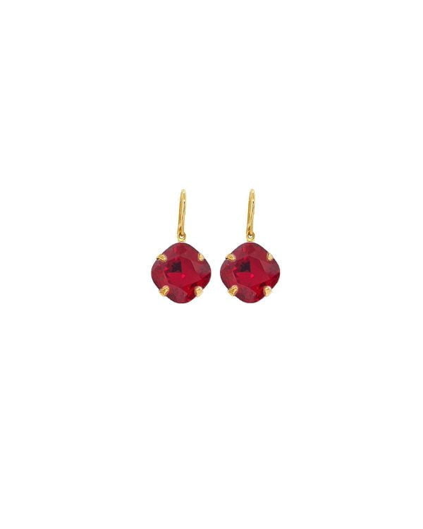 Remi Drop Crystal Red Earrings Petite, Redki Couture Jewellery