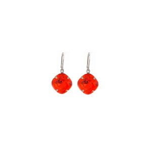 Remi Tango Orange Petite Earrings, 1.2cm long, Rhodium Metal Hooks, Redki Couture Jewellery