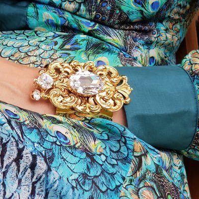 GOLD BRACELET XL A Stunning Gold Metal Cuff Bracelet extra large, handmade Redki Couture Jewellery