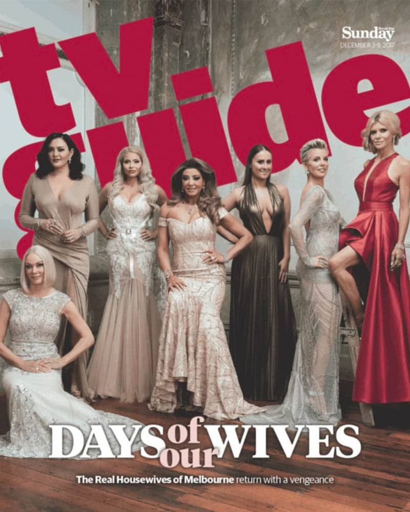 The Real Housewives of Melbourne, wearing Redki Couture Jewellery, featured in Melbourne Herald TV Guide