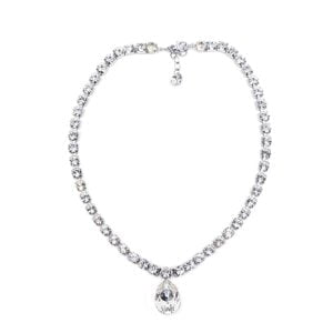 Stealing Kisses Necklace, teardrop pendant, rhodium, crystals, beautiful elegant necklace