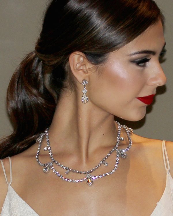 Stealing Kisses Scallop Crystal Necklace, the perfect bridal necklace, handmade by Redki Couture Jewellery Australia