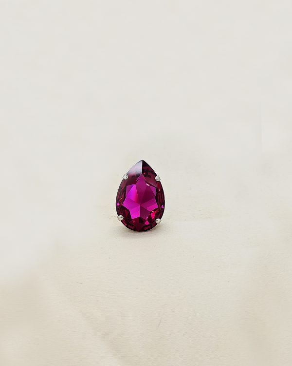Manhattan Nights Magenta Pink Ring 30mm Crystal, Rhodium Metal, handmade in Australia, by Redki Couture Jewellery