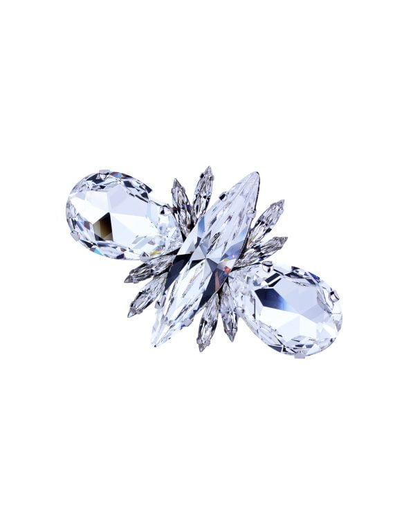 Zora Ring Grand, Chiffon Clear Teardrop and Marquise Crystals, Rhodium Metal Ring