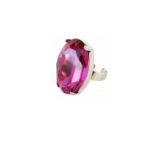 Lets Dance Magenta Pink Oval Ring Silver