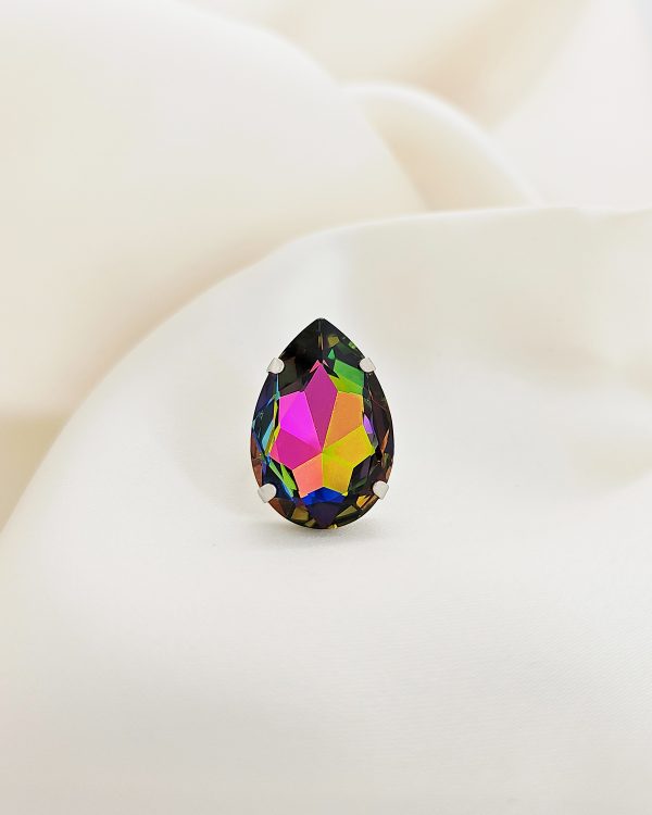 Manhattan Nights Iris Multi-Coloured Ring 30mm Crystal, Rhodium Metal