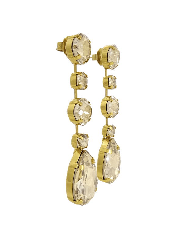 Astor Sahara Gold Chandelier Earrings, 8cm long earrings, Gold Metal, handmade by Redki Couture Jewellery, Made in Australia