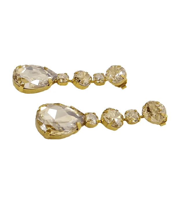 Astor Gold Crystal Earrings 8cm Gold Metal