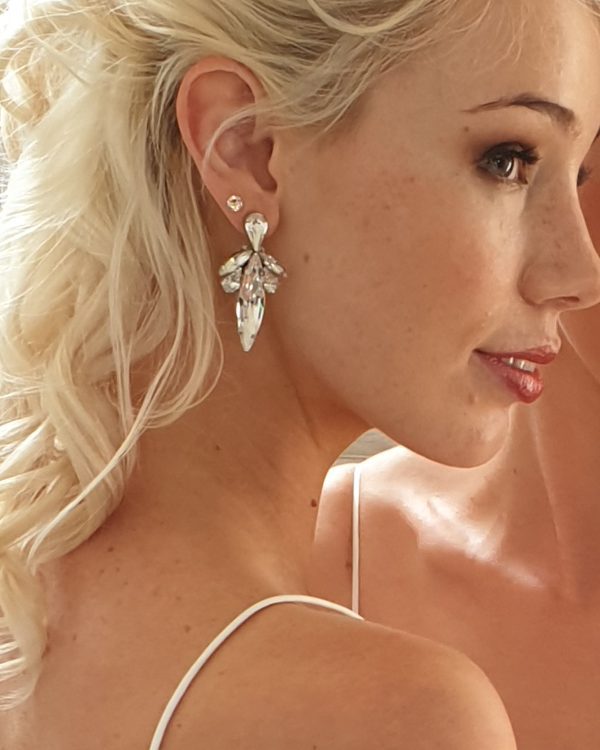 Parisian Clear Crystal Marquise Bridal Earrings, handmade by Redki Couture Jewellery
