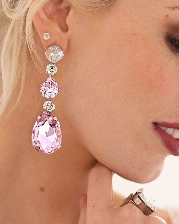 Gorgeous Pink 8cm Long Chandelier Earrings, perfect for formals, brides, bridesmaids and fabulous events.