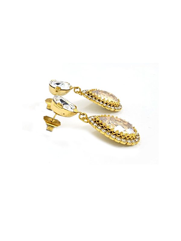 Milan Sahara Gold Teardrop Earrings, 4.5cm long earrings, Gold Metal, handmade by Redki Couture Jewellery