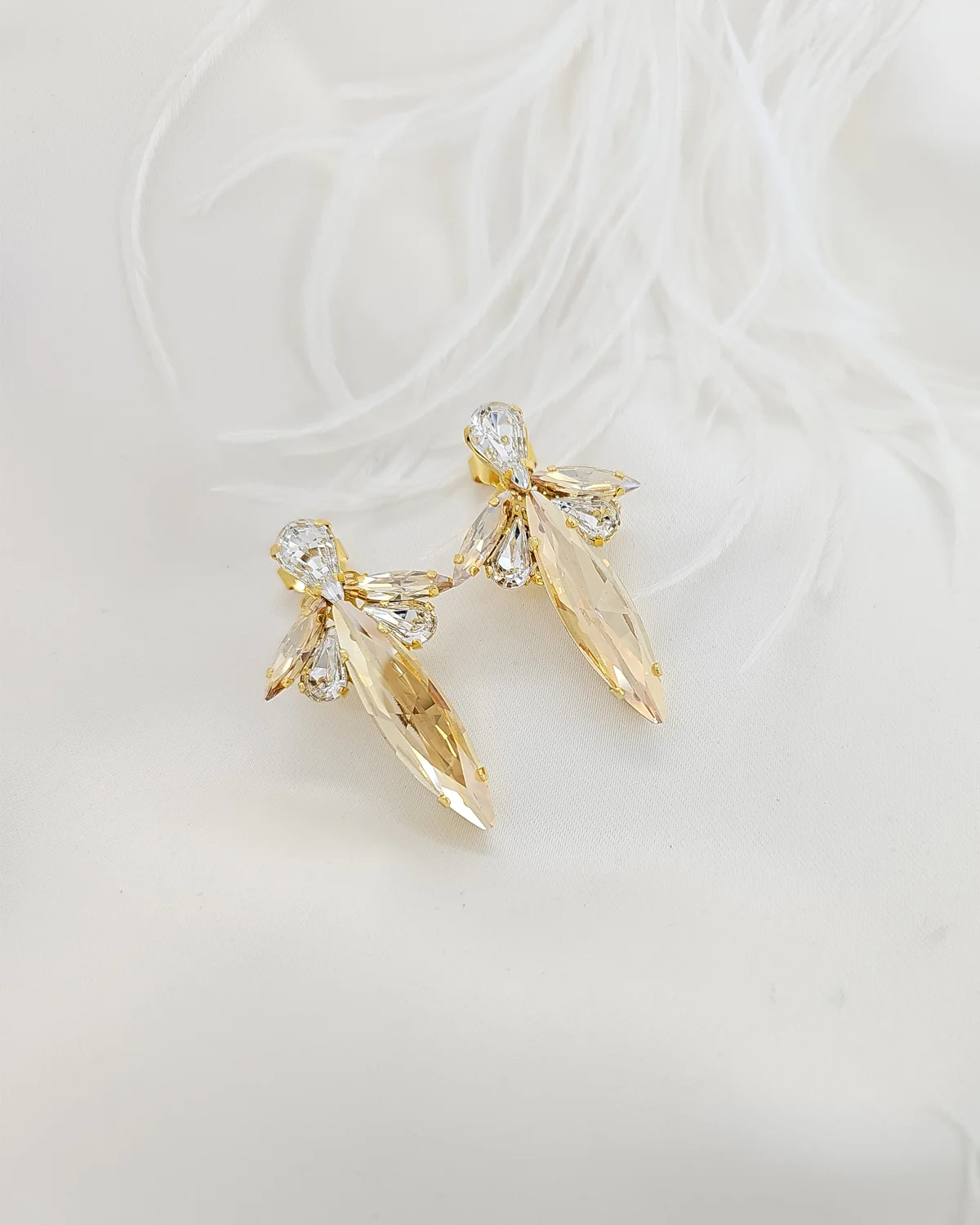 Parisian Gold Crystal Marquise Bridal Earrings, handmade by Redki Couture Jewellery
