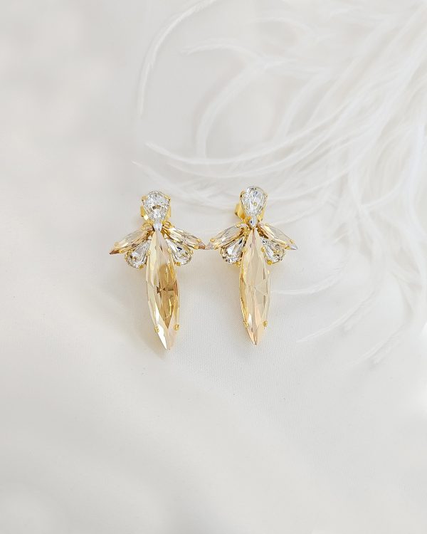 Parisian Gold Crystal Marquise Bridal Earrings, handmade by Redki Couture Jewellery