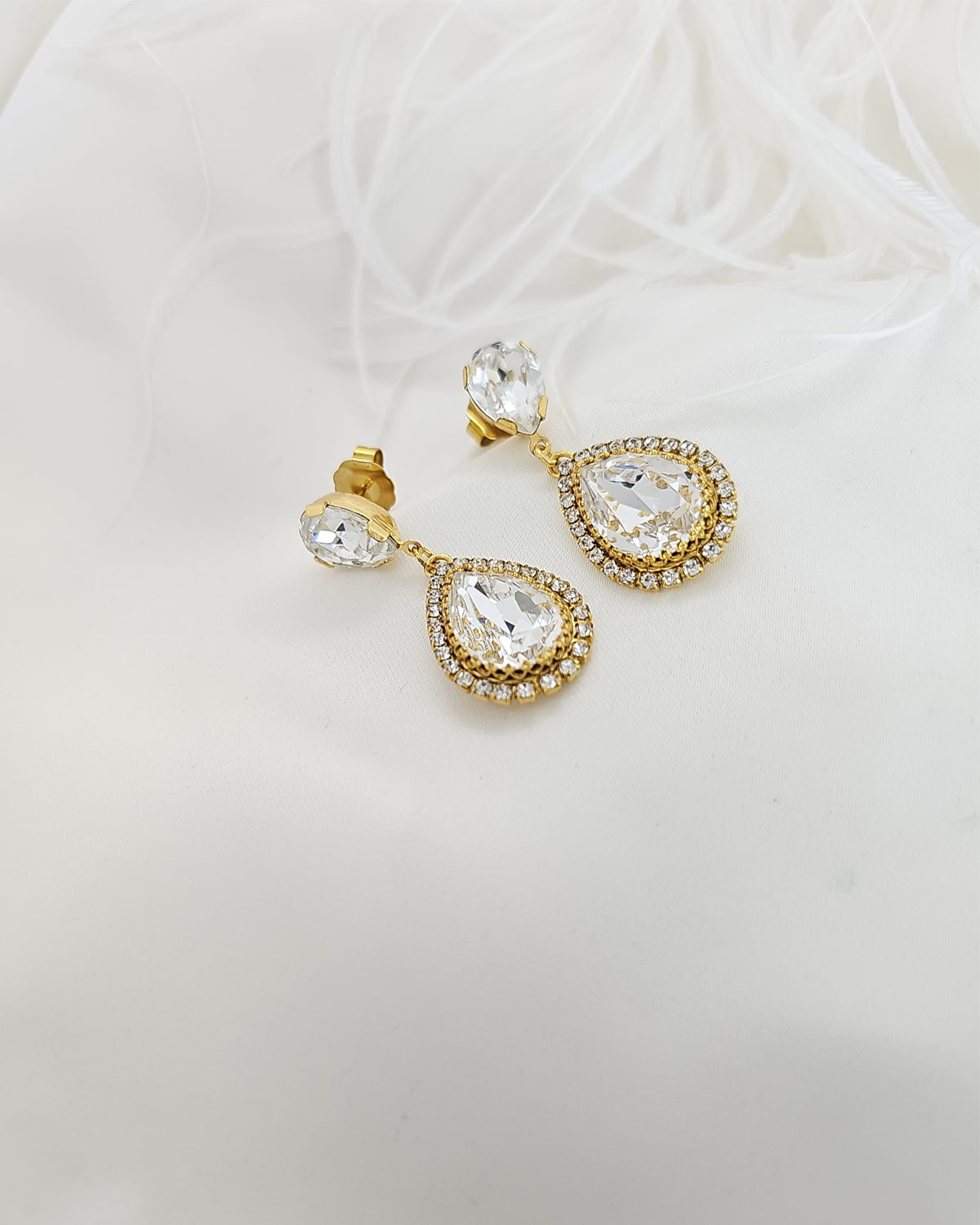 Estelle - Dainty Crystal Bridal Drop Earrings | The White Collection