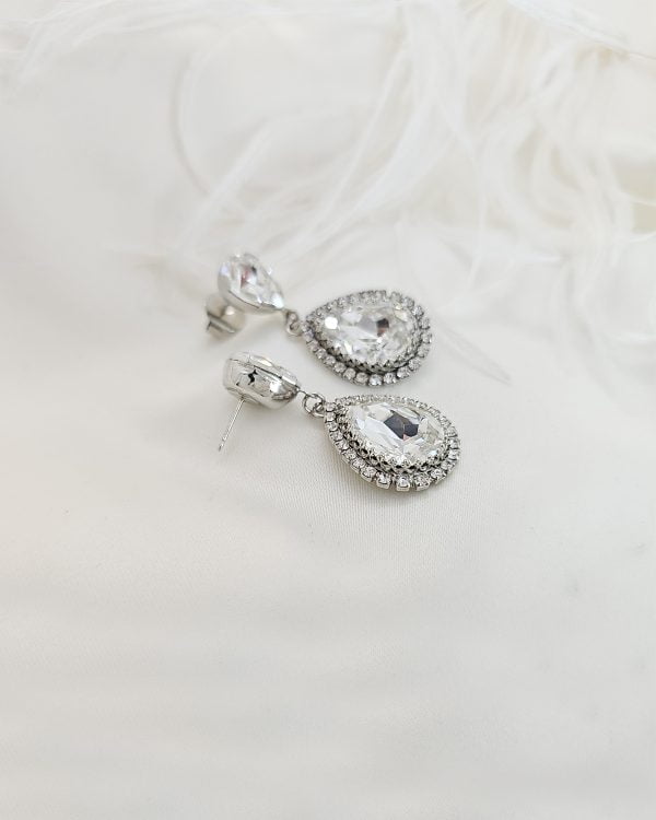 Milan Sahara Silver Teardrop Earrings, 4.5cm long earrings, Silver Metal, handmade by Redki Couture Jewellery