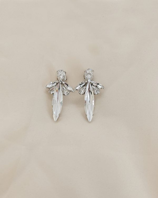 Parisian Silver Crystal Marquise Bridal Earrings, handmade by Redki Couture Jewellery