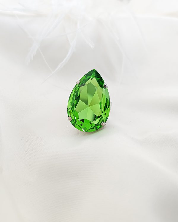 Manhattan Nights Mint Green Ring 30mm Crystal, Rhodium Metal, handmade in Australia, by Redki Couture Jewellery