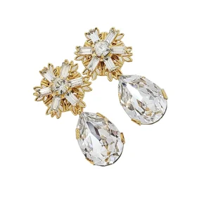 Lace Dreams Clear Crystal, 4cm long, gold earrings, crystal teardrop earrings