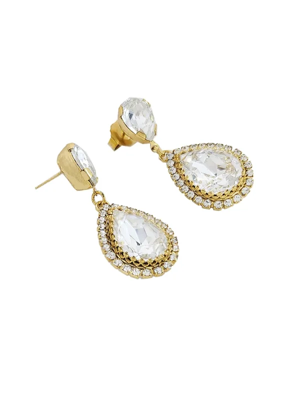 Milan Sahara Gold Teardrop Earrings, 4.5cm long earrings, Gold Metal, handmade by Redki Couture Jewellery