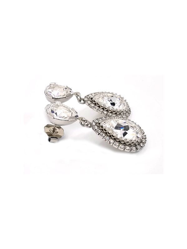 Milan Sahara Silver Teardrop Earrings, 4.5cm long earrings, Silver Metal, handmade by Redki Couture Jewellery