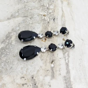 Astor Black Crystal Earrings 8cm