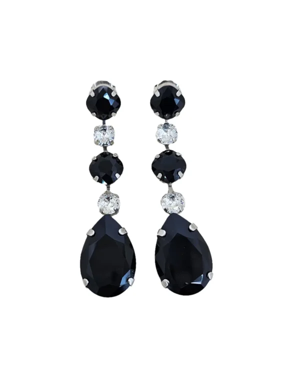 Astor Long Black Crystal Earrings, Formal Earrings