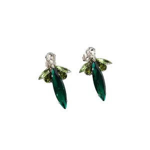 Parisian Green Crystal Marquise Fashion Earrings, handmade by Redki Couture Jewellery