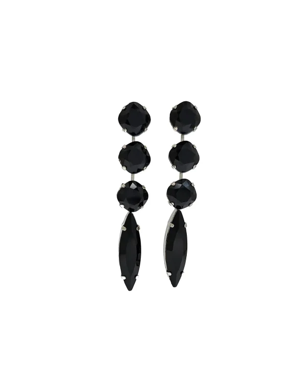 Chelsea Sable Black Long Chandelier Earrings, handmade by Redki Couture Jewellery